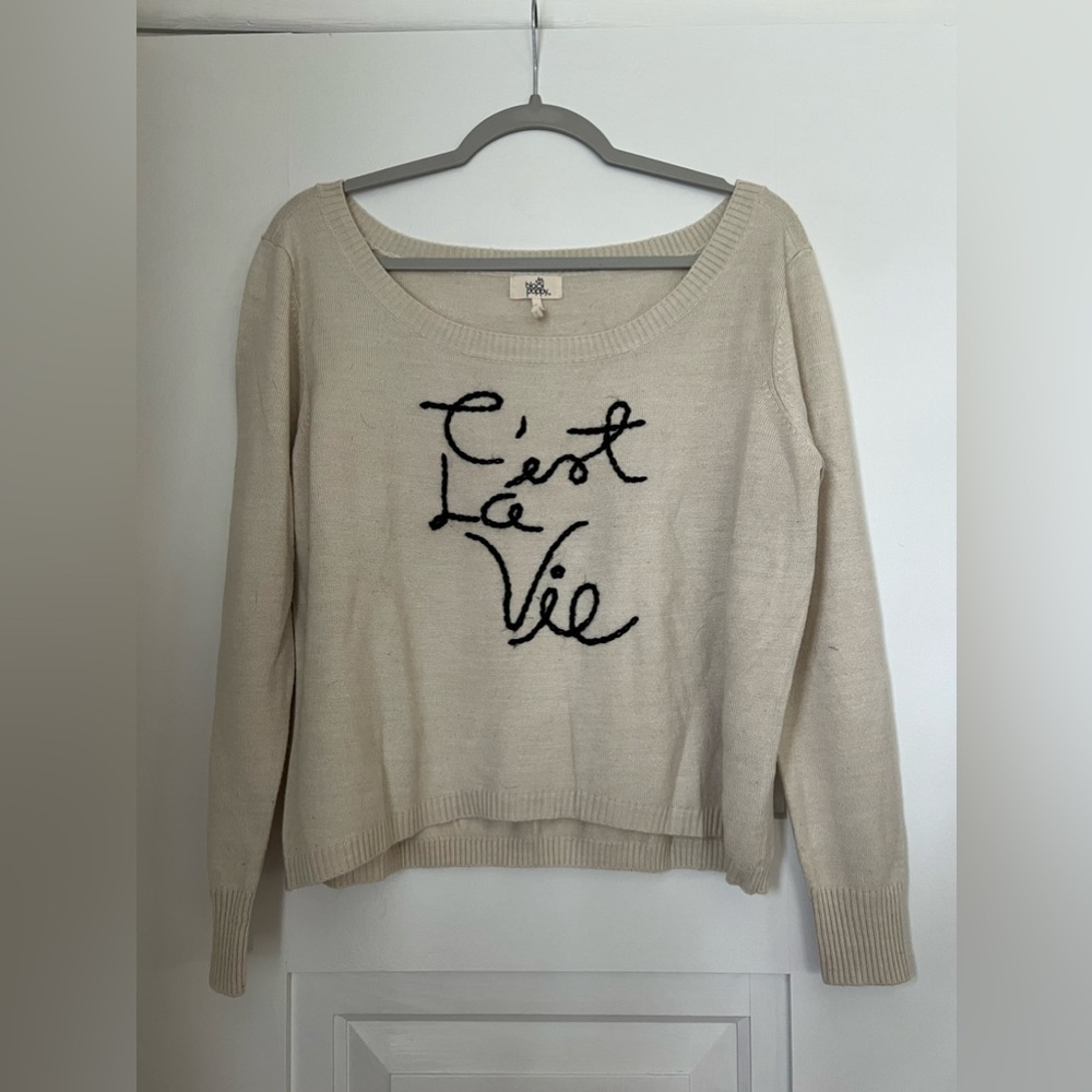 ‘C’est La Vie’ - Womens long sleeve sweater size Large